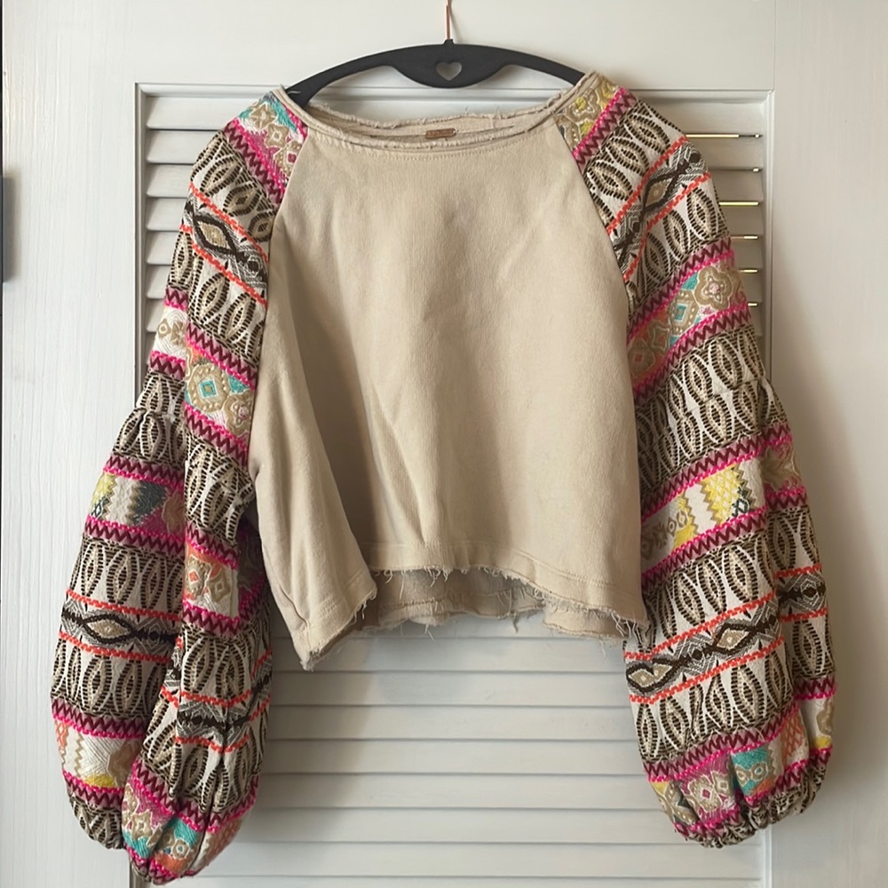 Free People embroidered crop sweater